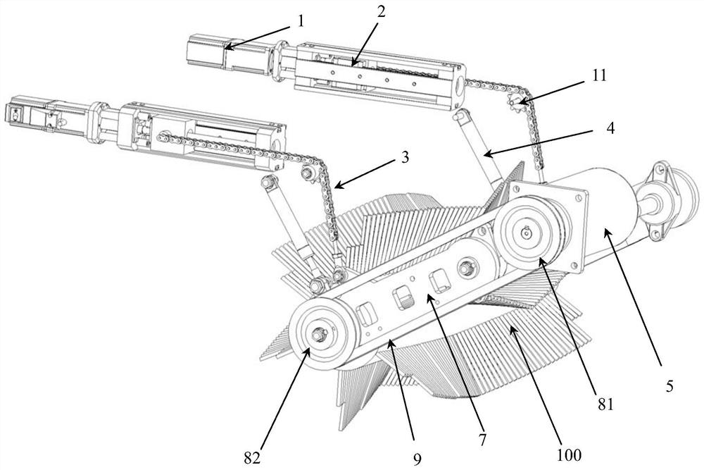 Rolling brush pressing height control device of automatic driving rolling brush type sweeper