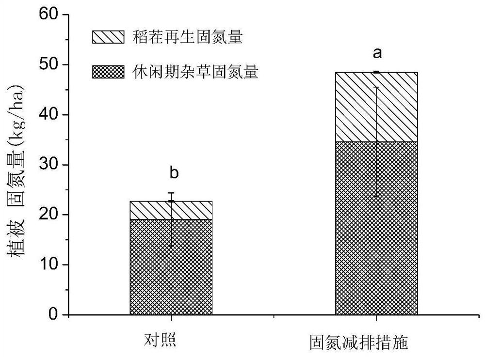 Southern fallow period rice field nitrogen fixation and emission reduction method