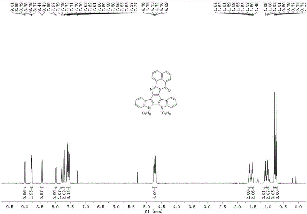 Fused ring compound with four-nitrogen and nine-ring structure and preparation method of fused ring compound