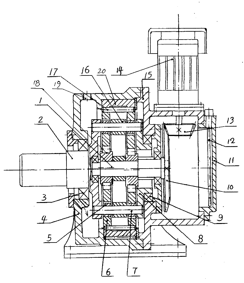 Cone-cycloid speed reducer for rotary brush type aerator