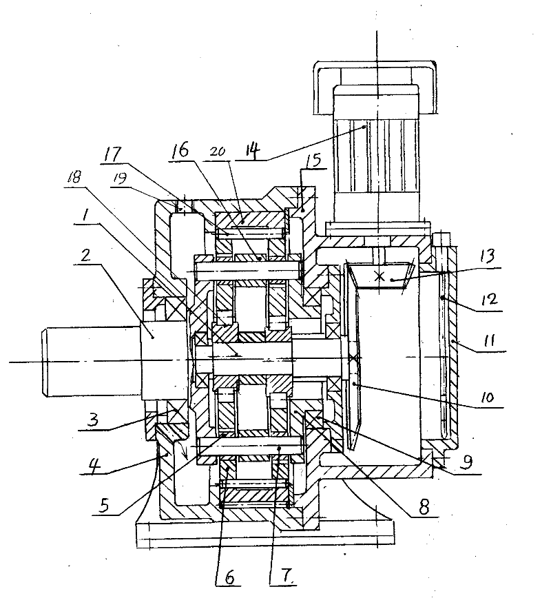Cone-cycloid speed reducer for rotary brush type aerator