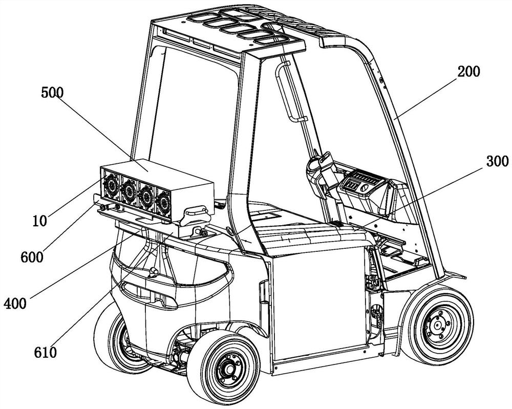 A backup power storage device for a forklift