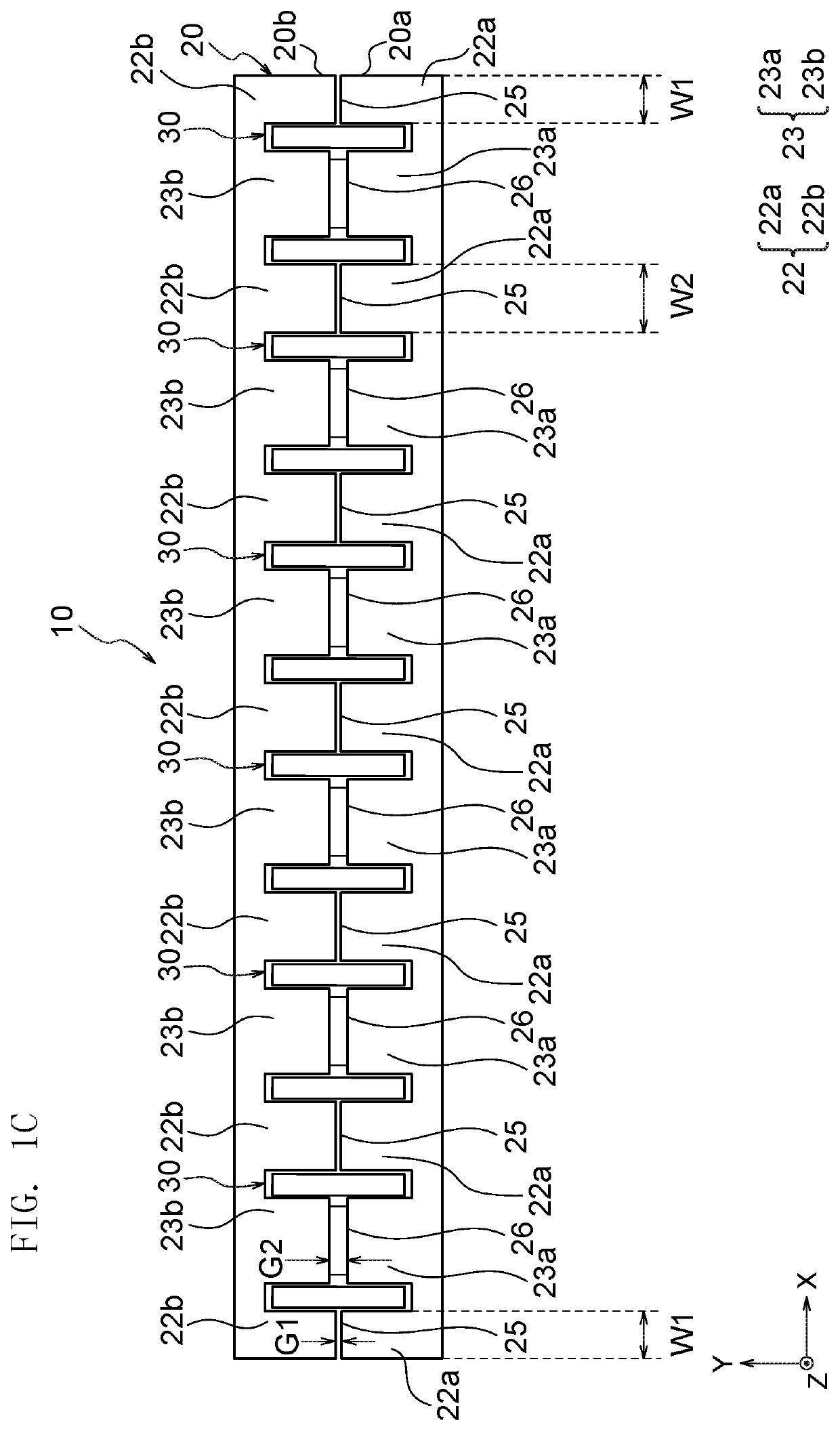 Coil device with predetermined gap arrangement