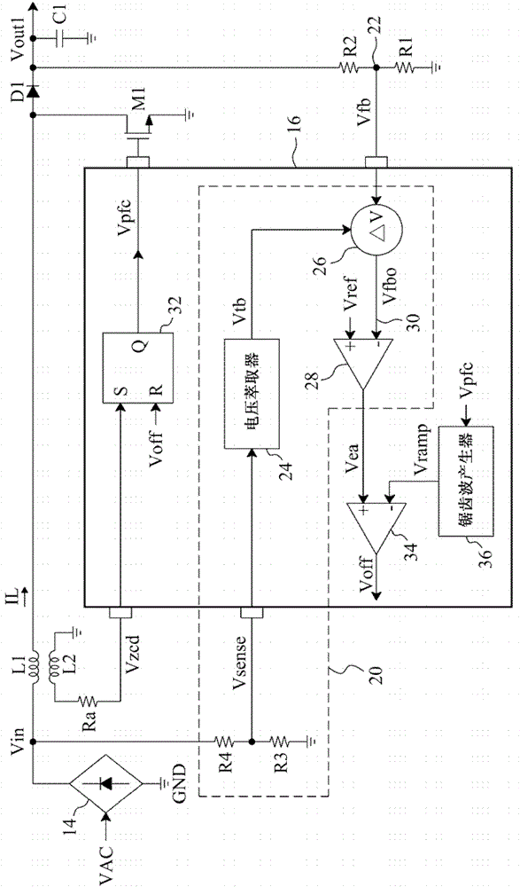 Tracking and boosting device and method for power factor correction circuit
