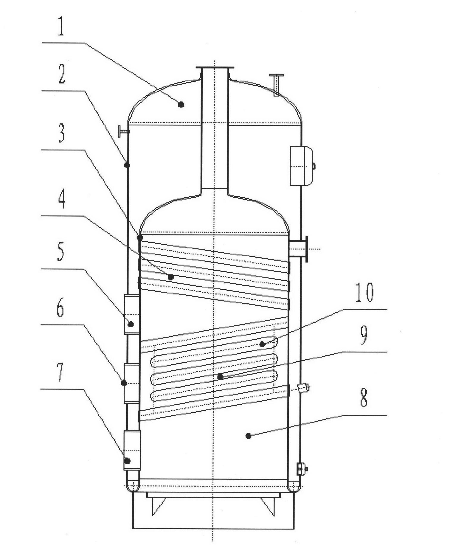 Heating system using biomass as boiler fuel and vertical energy-saving boiler