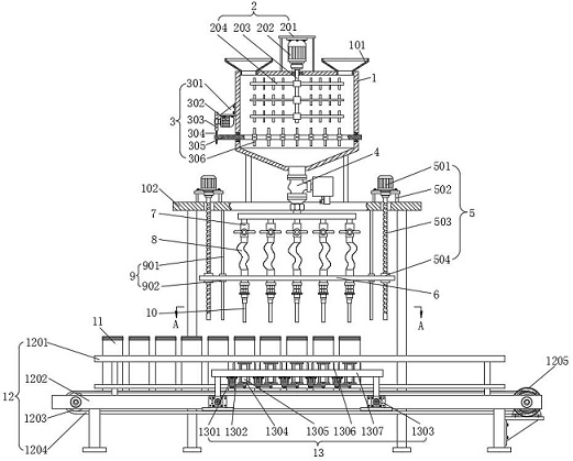 Uniform filling device for composite sauce