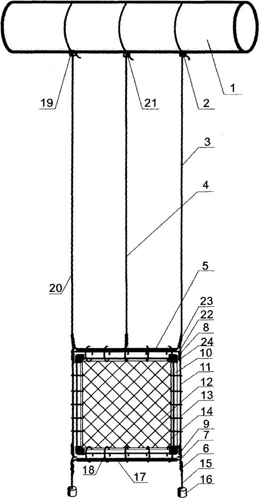 Method for manufacturing and hanging suspending net for sea trial of antifouling paint of netting cage covering