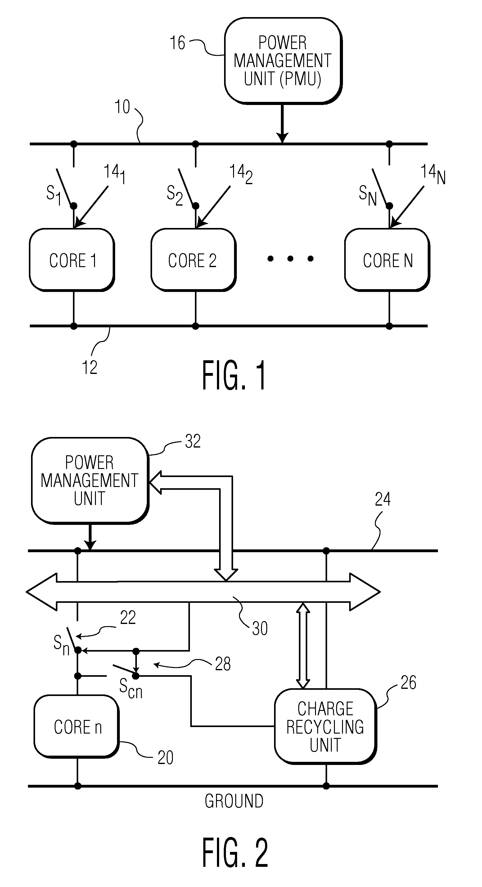 Power supply arrangement for integrated circuit core