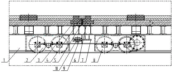 Trolley linkage structure of trolley-type thermal treatment furnace