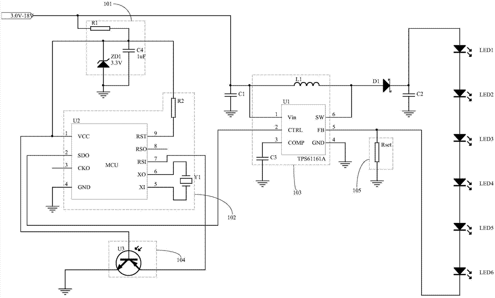 Automatic dimming LED constant-current driving circuit