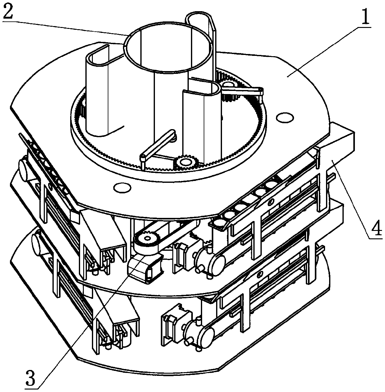 A gear conveyor belt type coin sorting, counting and packaging all-in-one machine