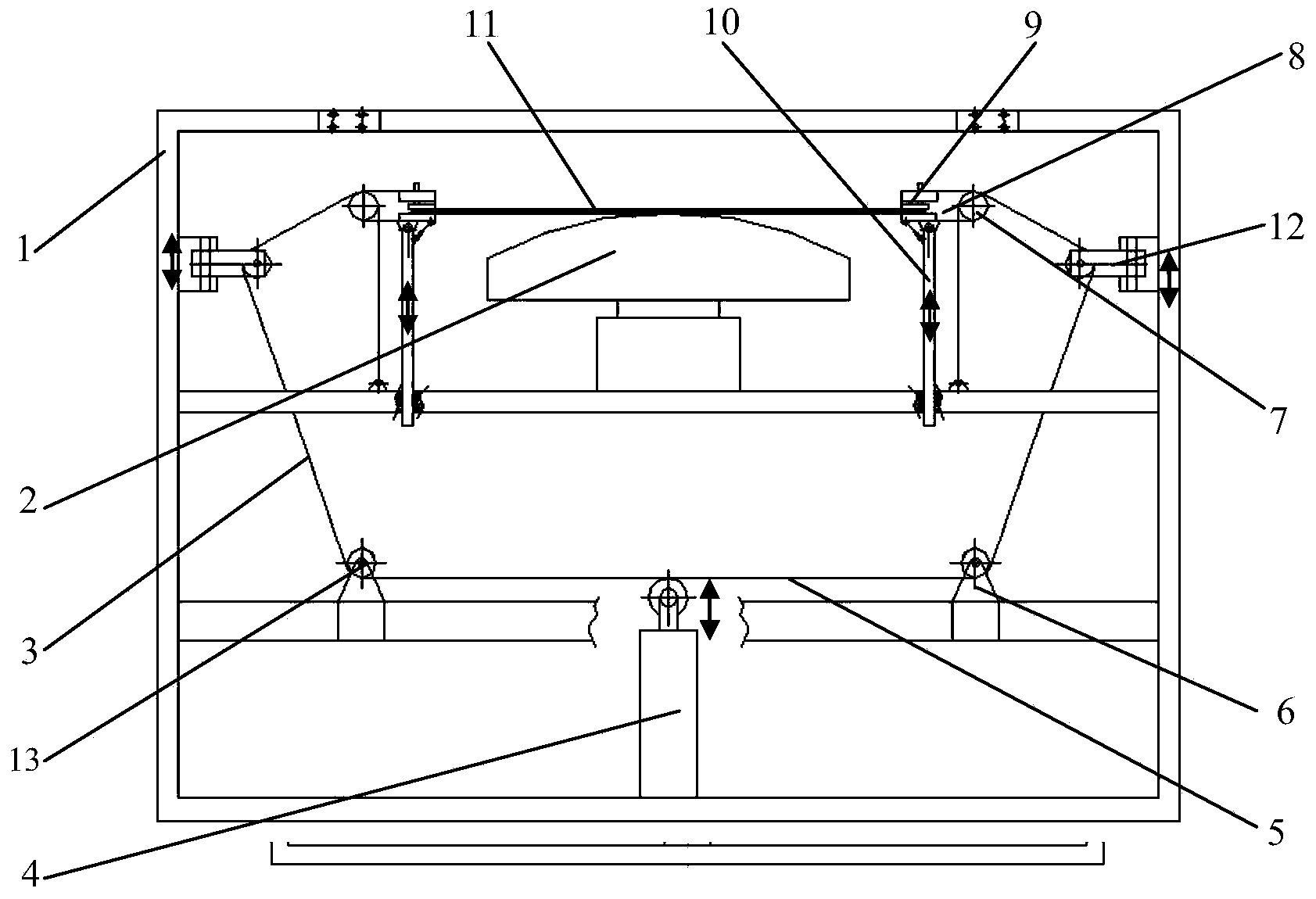 Thin plate tensioning curved surface forming device