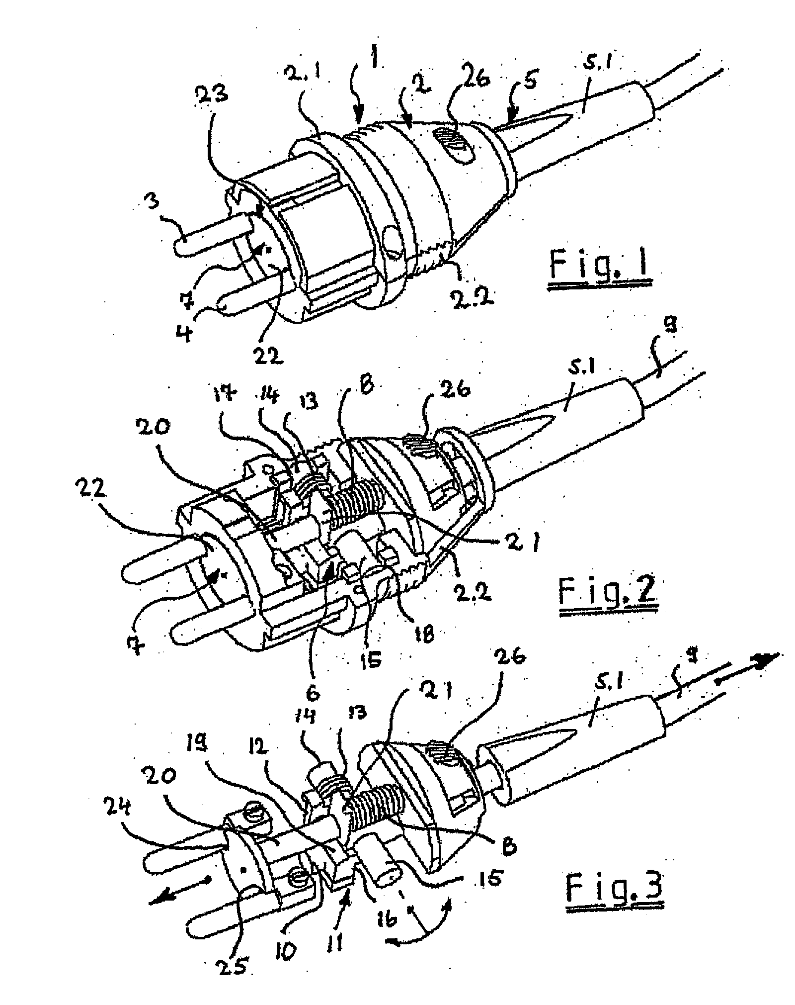 Electric plug comprising a plug housing and at least two integrated plug-in contacts with an ejection mechanism