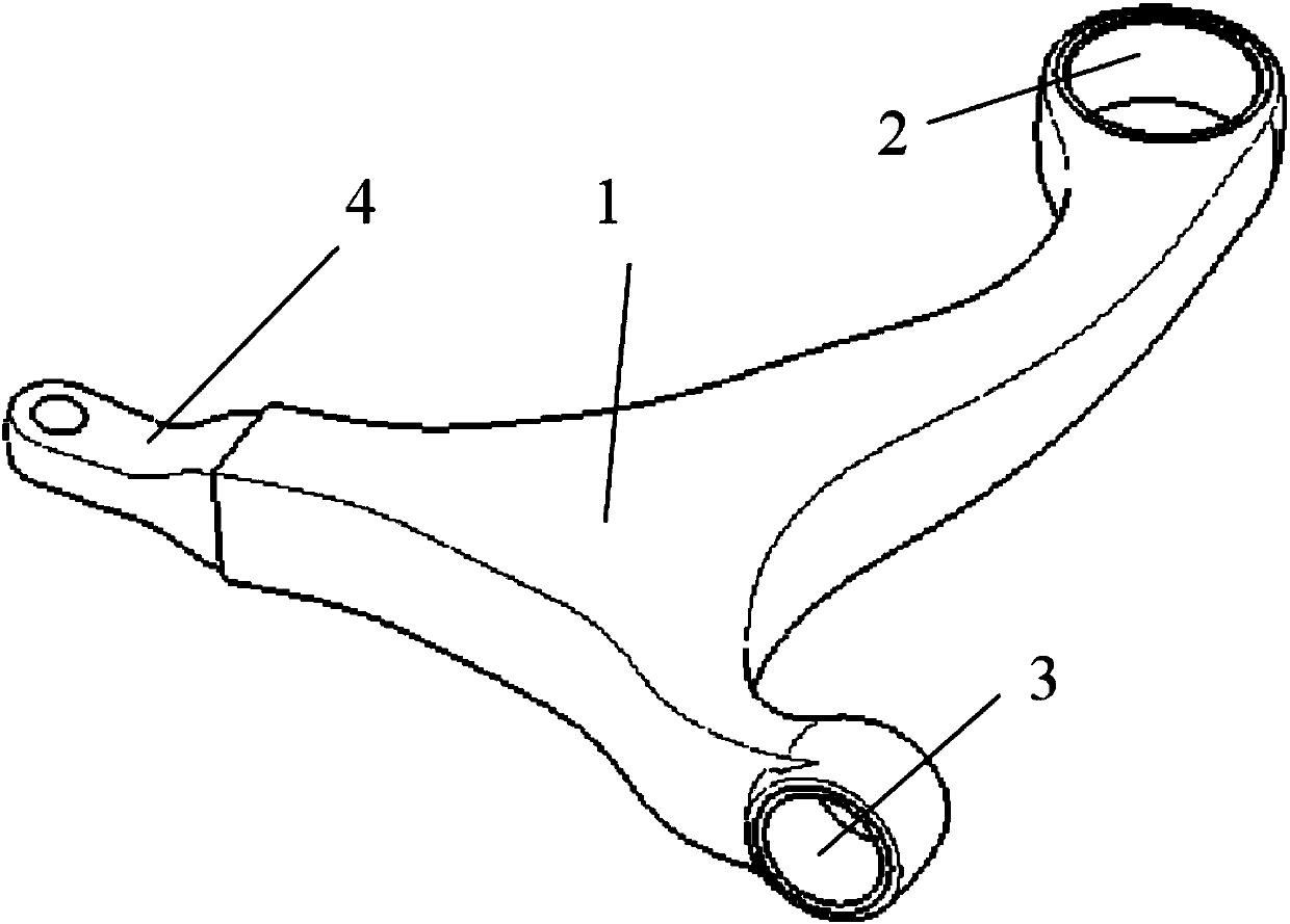 Composite material control arm of passenger vehicle