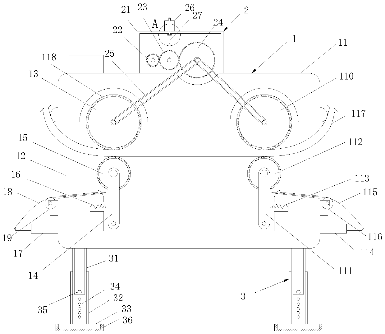 Narrow-band transmission and tensioning device