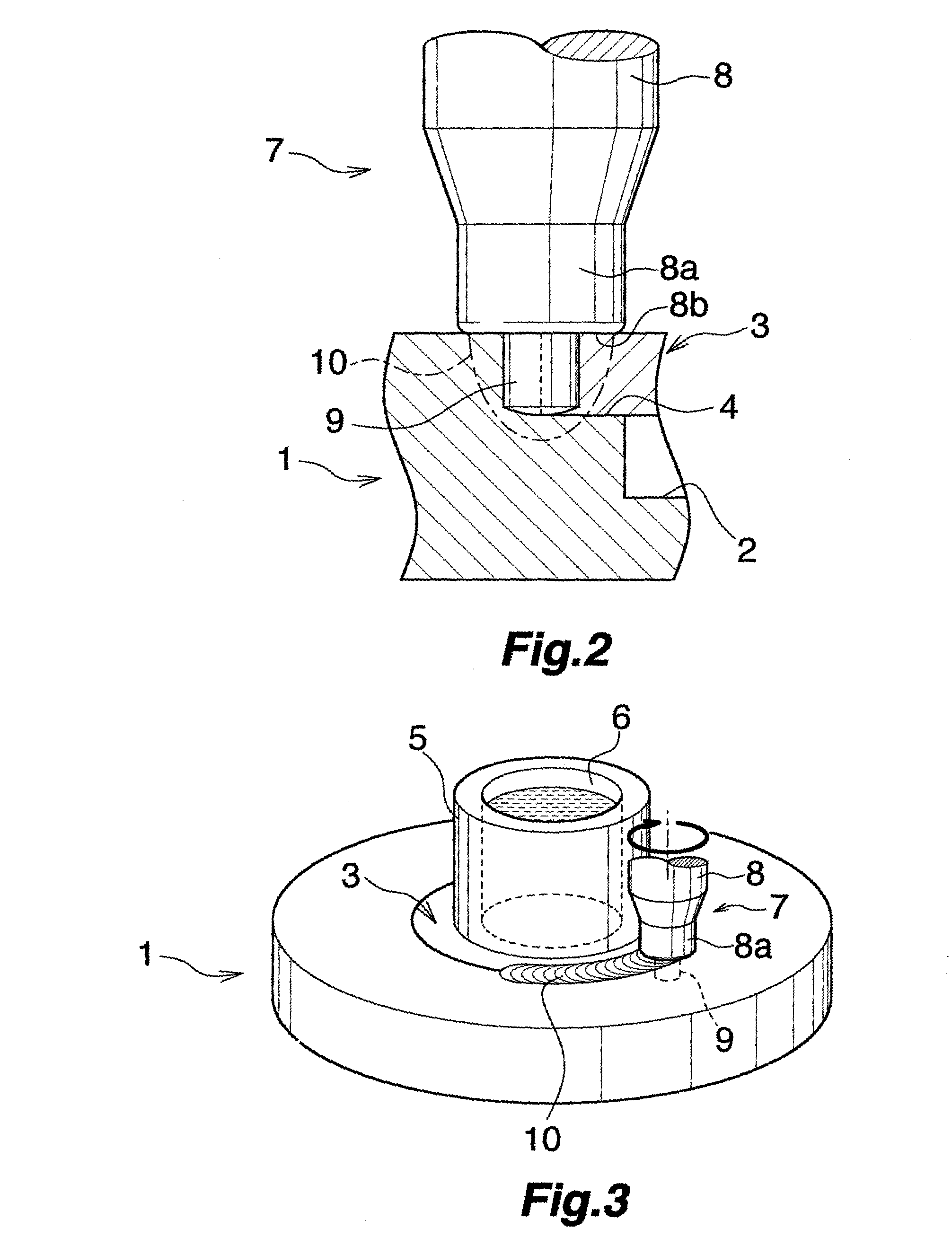 Friction stirring-joining method and method of manufaturing hollow body