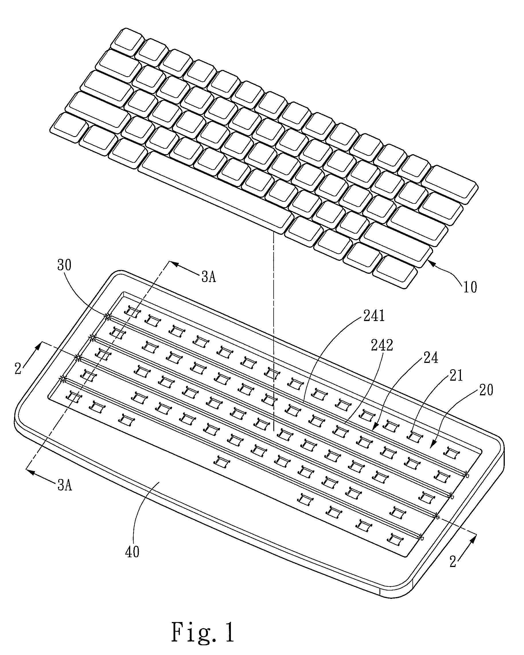 Keyboard with illuminating architecture