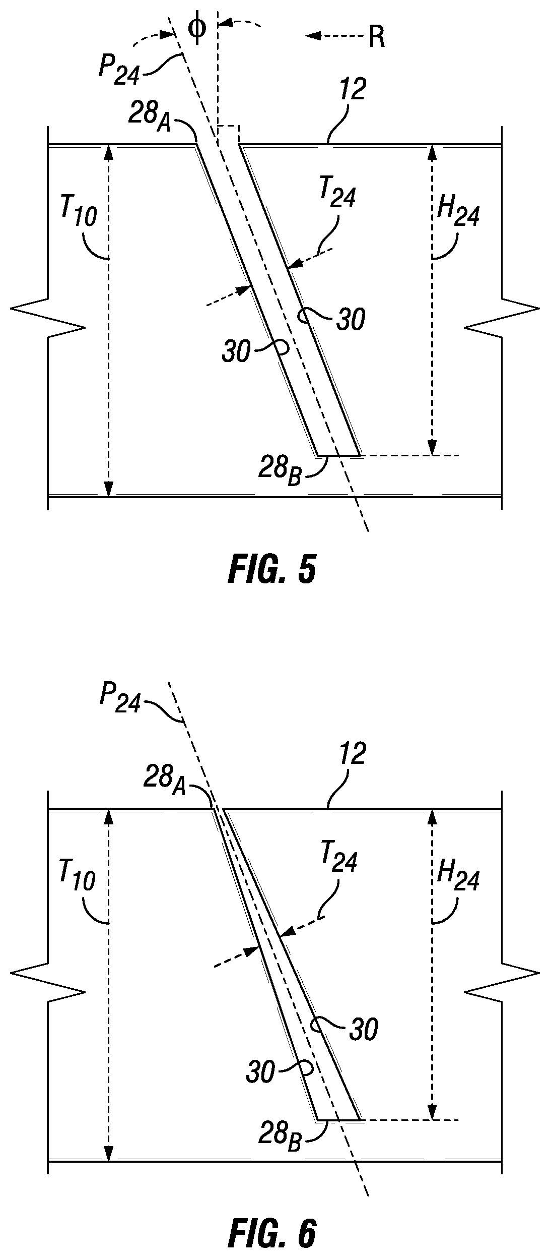 Lateral discontinuities having thicknesses increasing from shoulder to center of tire tread