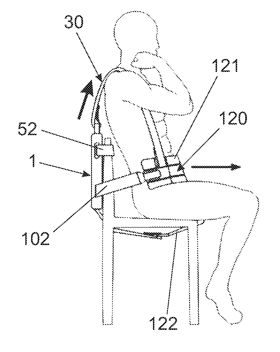 Fastening device for people with reduced mobility conditions