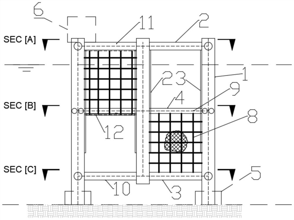 Large-scale deep-sea fixed type anti-stormy-wave breeding platform