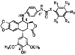 4-substituted anilino-podophyllotoxine derivative and application