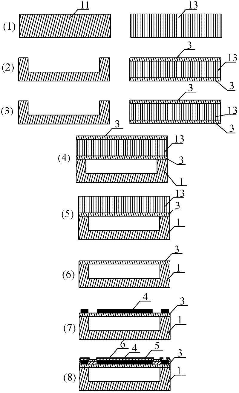 Capacitance micro-machining ultrasonic sensor for measuring density and production method thereof