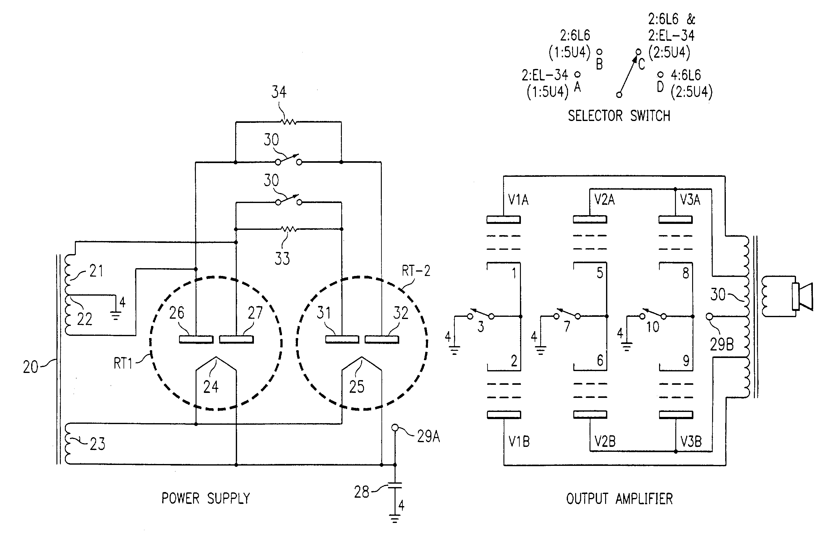 Power supply for guitar amplifier