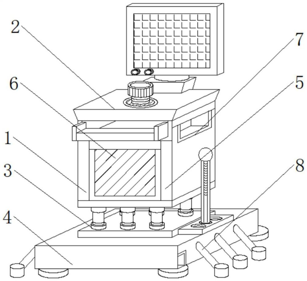 A device supporting device for mobile use in cardiology examination