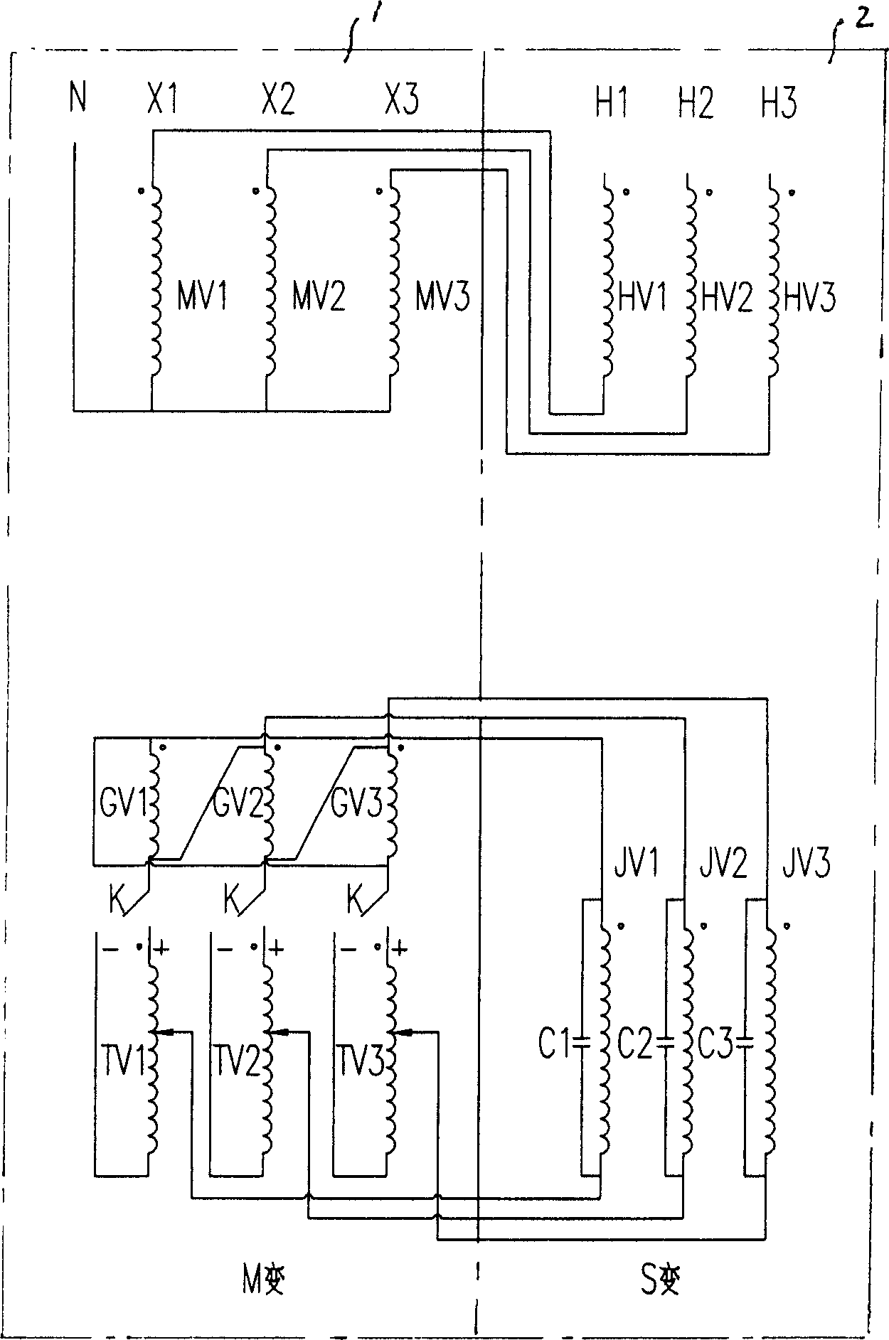 Method of lowering impact induction potential of large volume autotransformer
