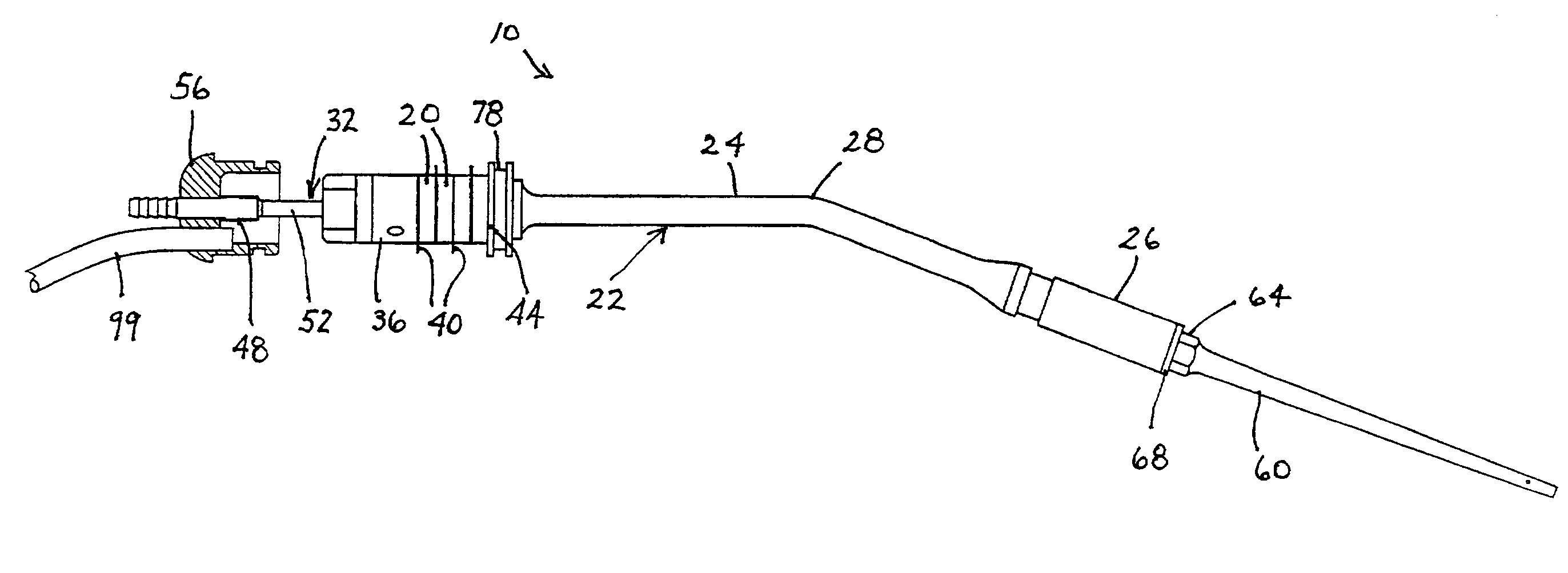 High efficiency medical transducer with ergonomic shape and method of manufacture