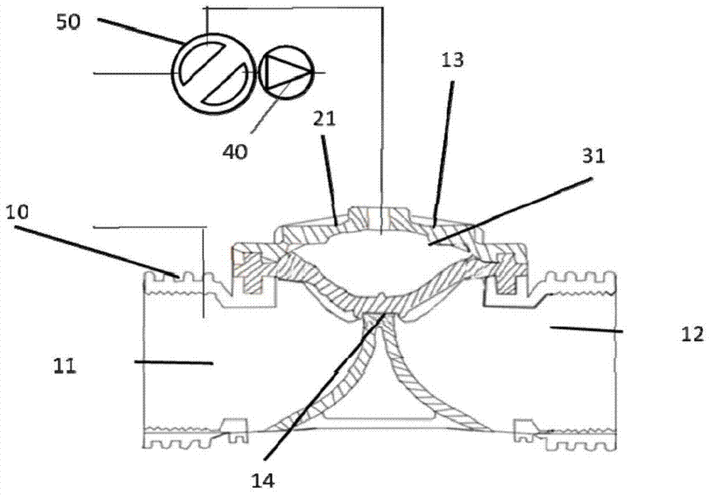 Diaphragm valve with zero gauge pressure opening