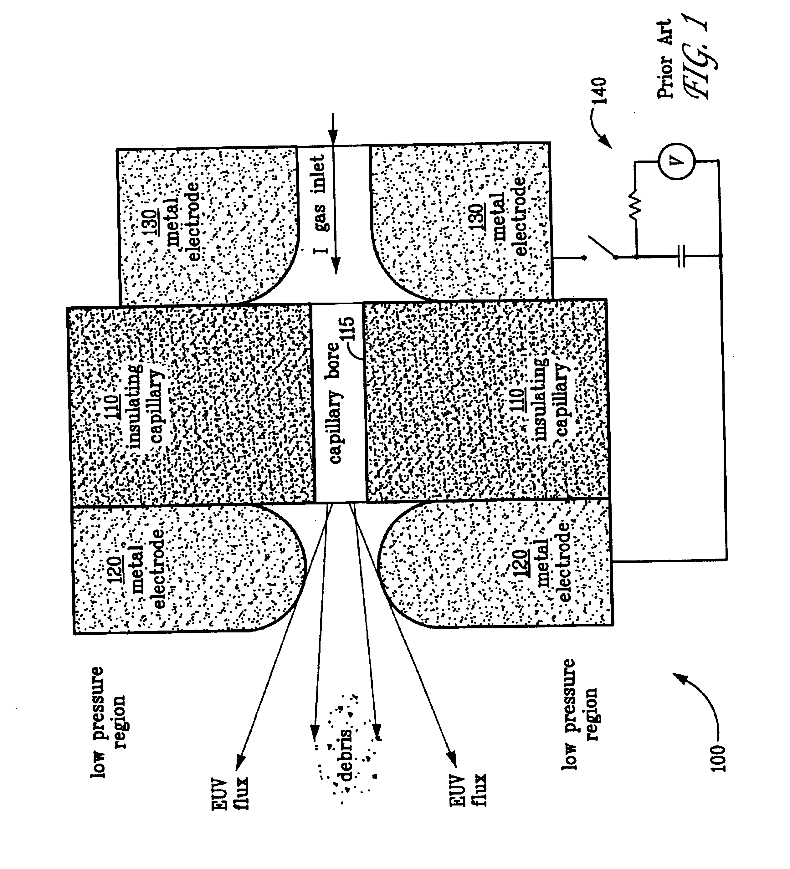 Method and apparatus for debris mitigation for an electrical discharge source