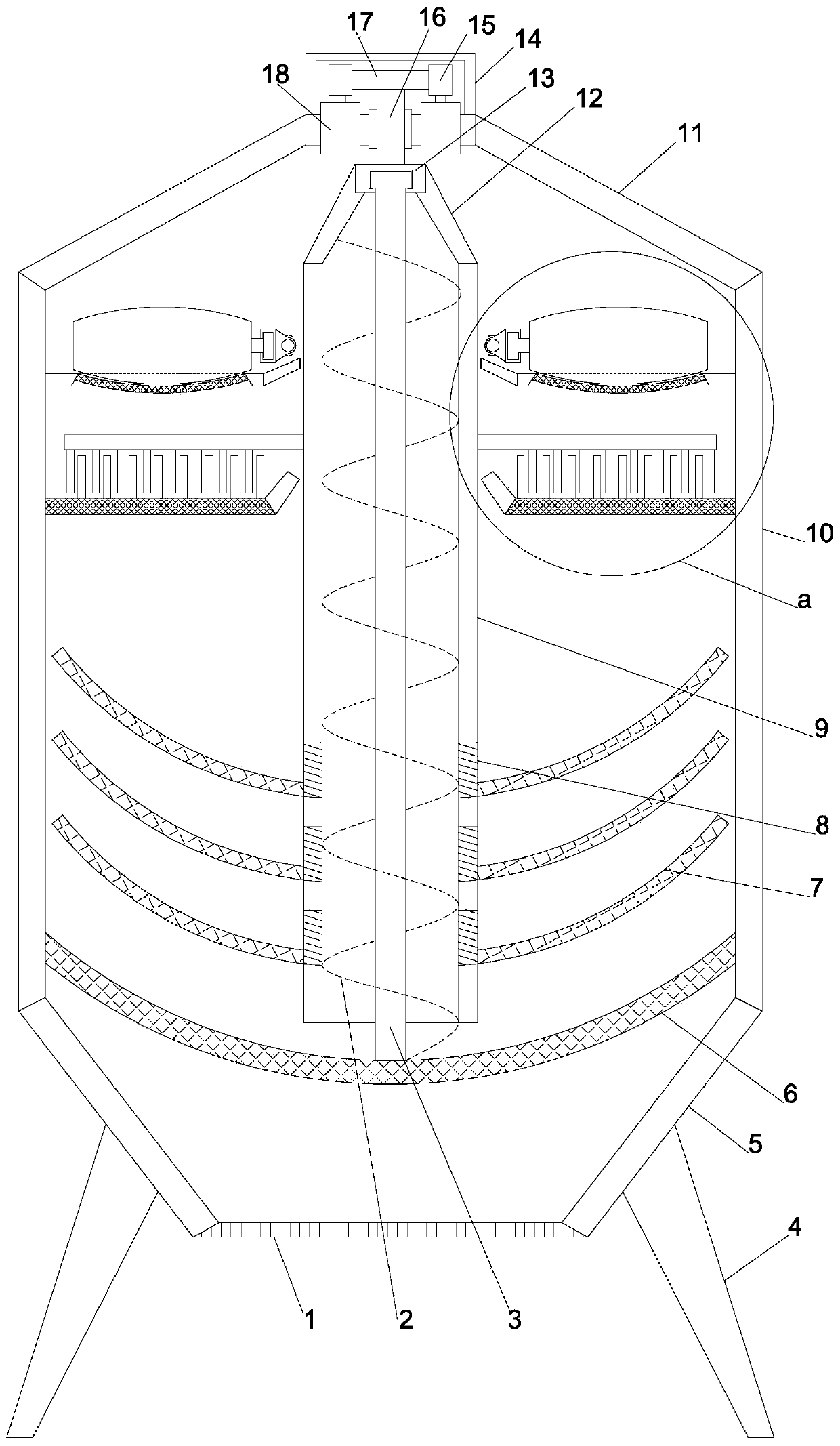 Circulation lifting and screening type multistage grain crushing device
