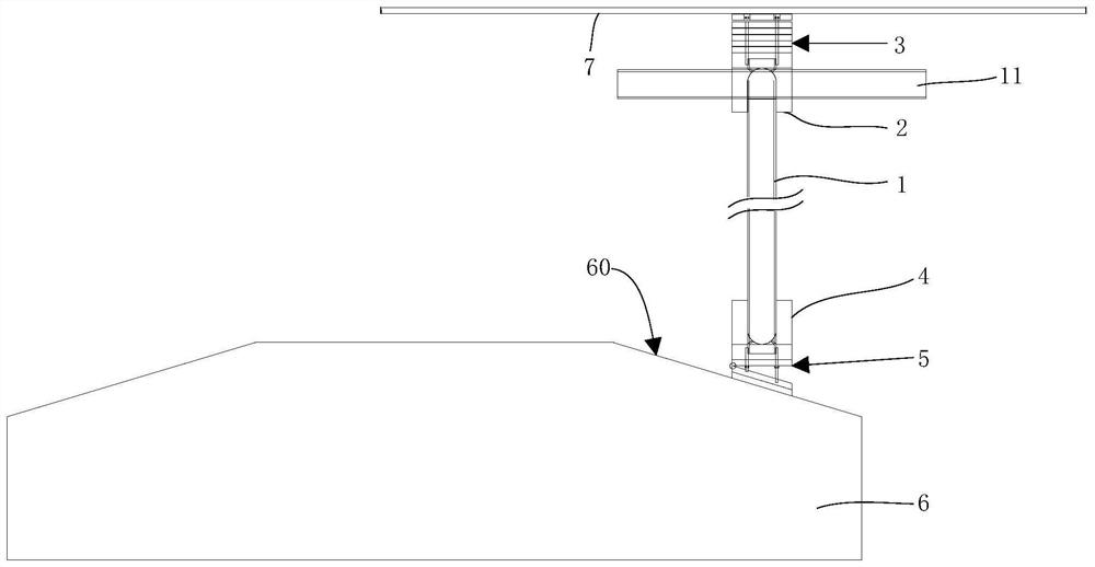 Template reinforcing device for controlling descending plate above slope