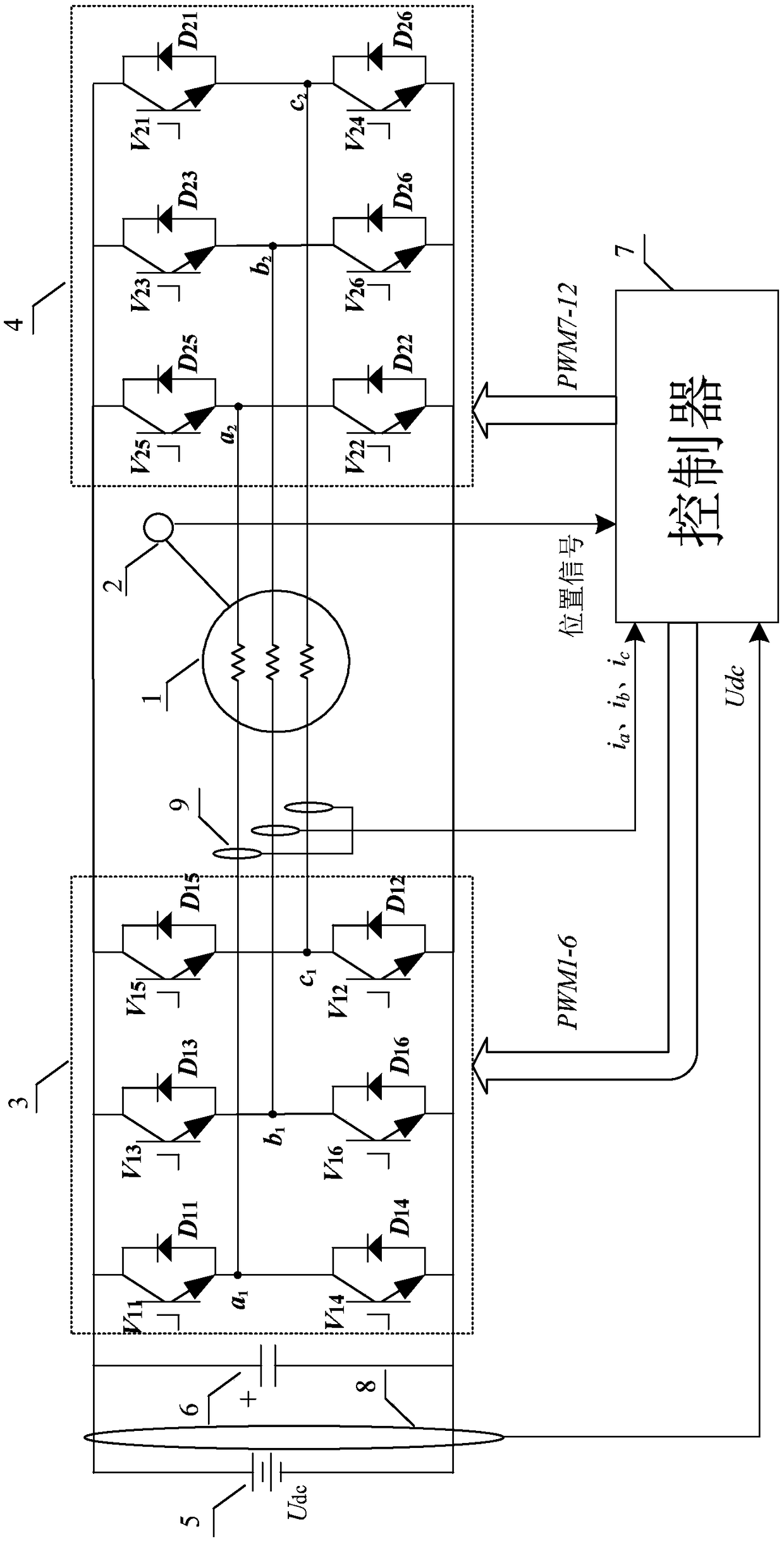 A zero-sequence current suppression control system and method for rare-earth permanent magnet motors