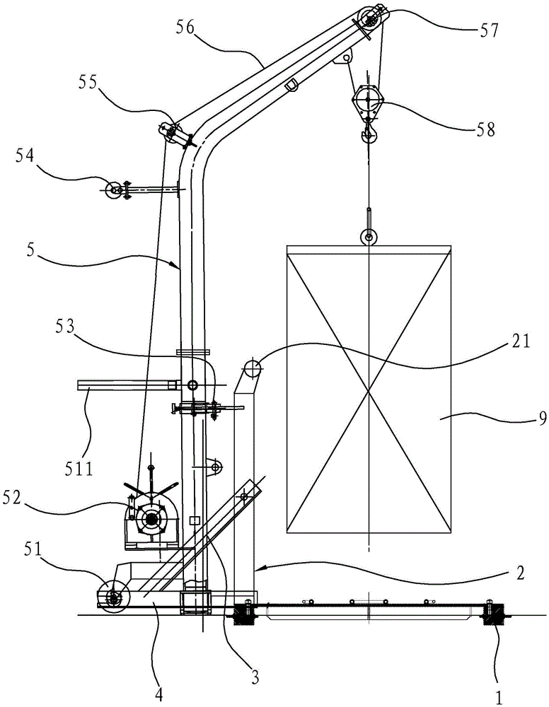 A portable crane for cargo oil pump out of the cabin