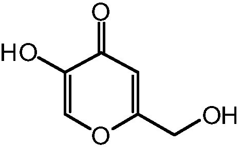 Kojic acid derivative containing guaiazulene structure and preparation method and application thereof