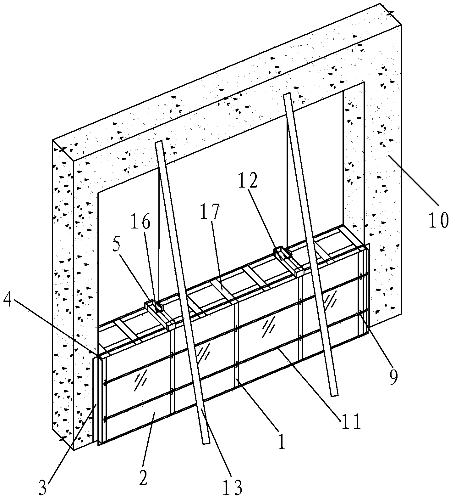 Cast-in-situ lightweight aggregate concrete filler wall slip-form construction template system and construction method
