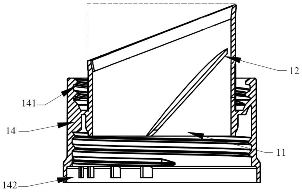 Outlet structure of solid particle container and solid particle container