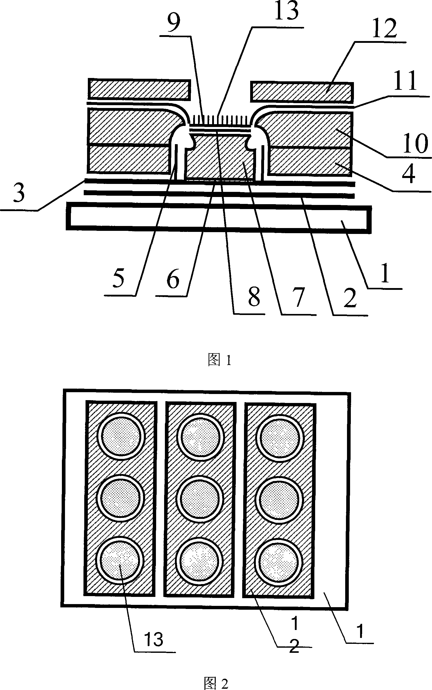 Flat-panel display device with circular cross-angle lower gate-modulated cathode structure and its preparing process