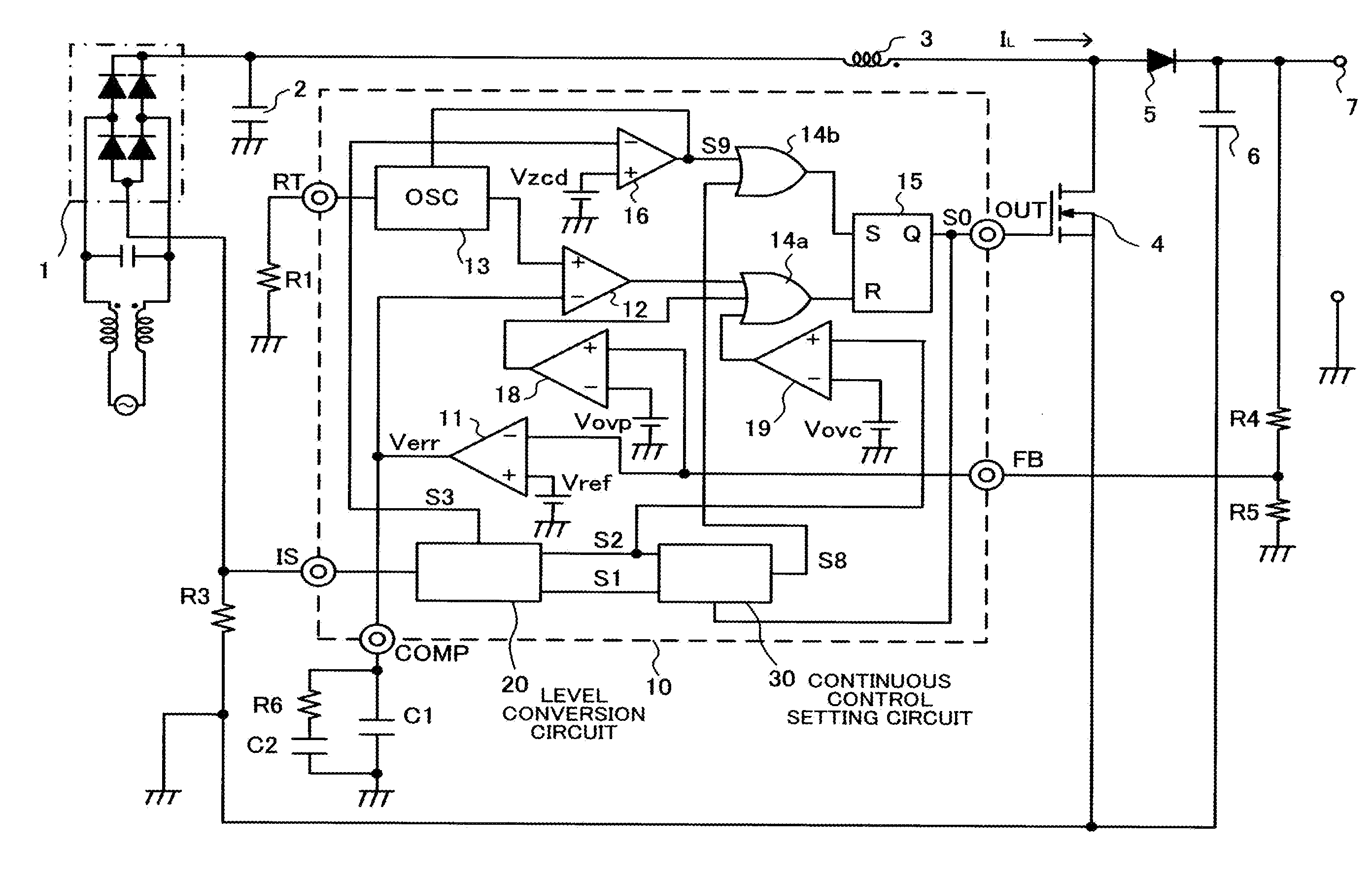 Switching power supply circuit and power factor controller