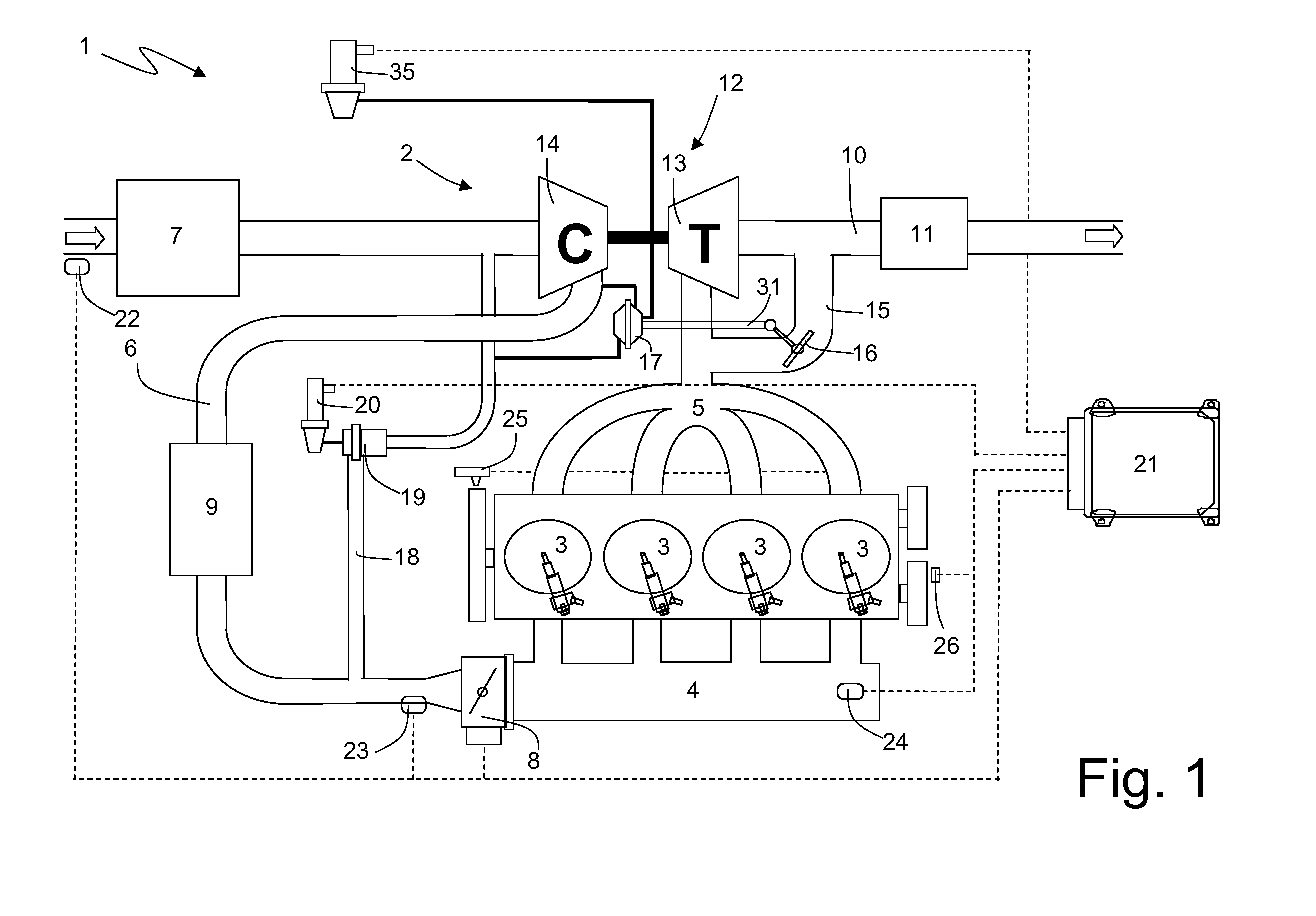 Method for controlling with adaptivity a wastegate in a turbocharged internal combustion engine