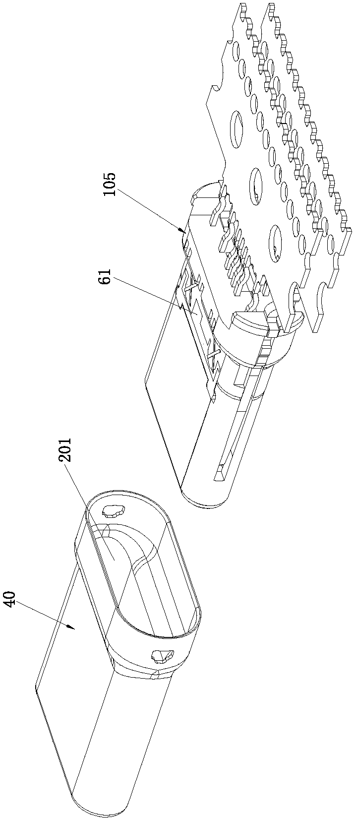 Secondary molding plug connector and manufacturing method thereof