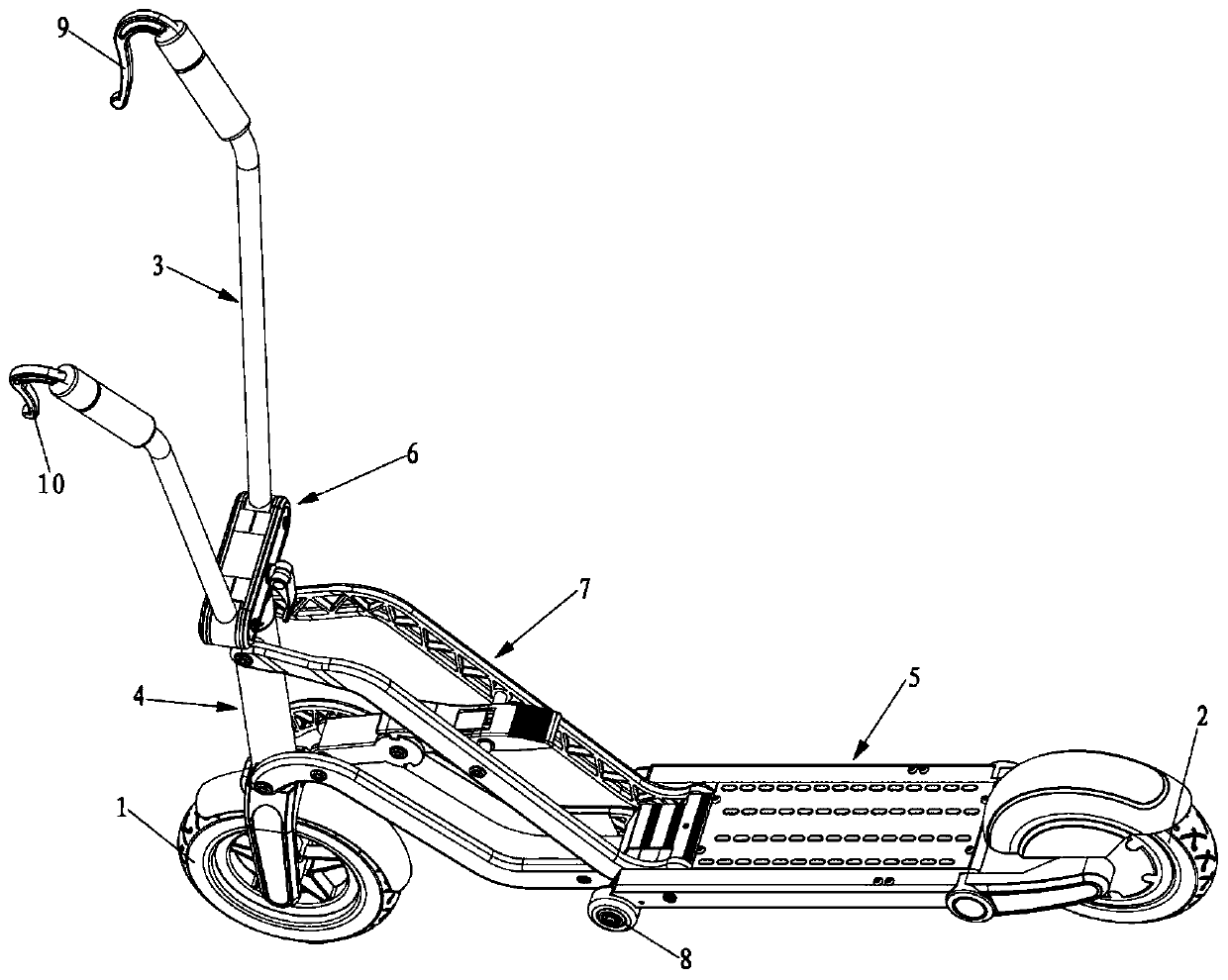 Efficient folding electric scooter