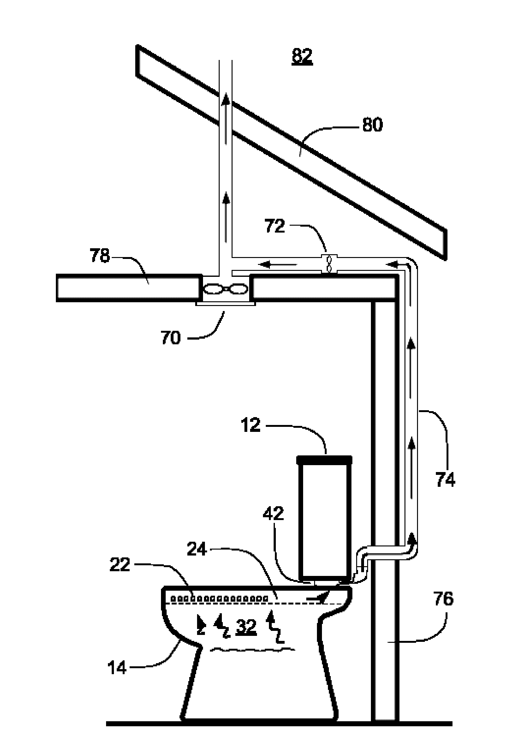 Device for venting odors from a toilet bowl