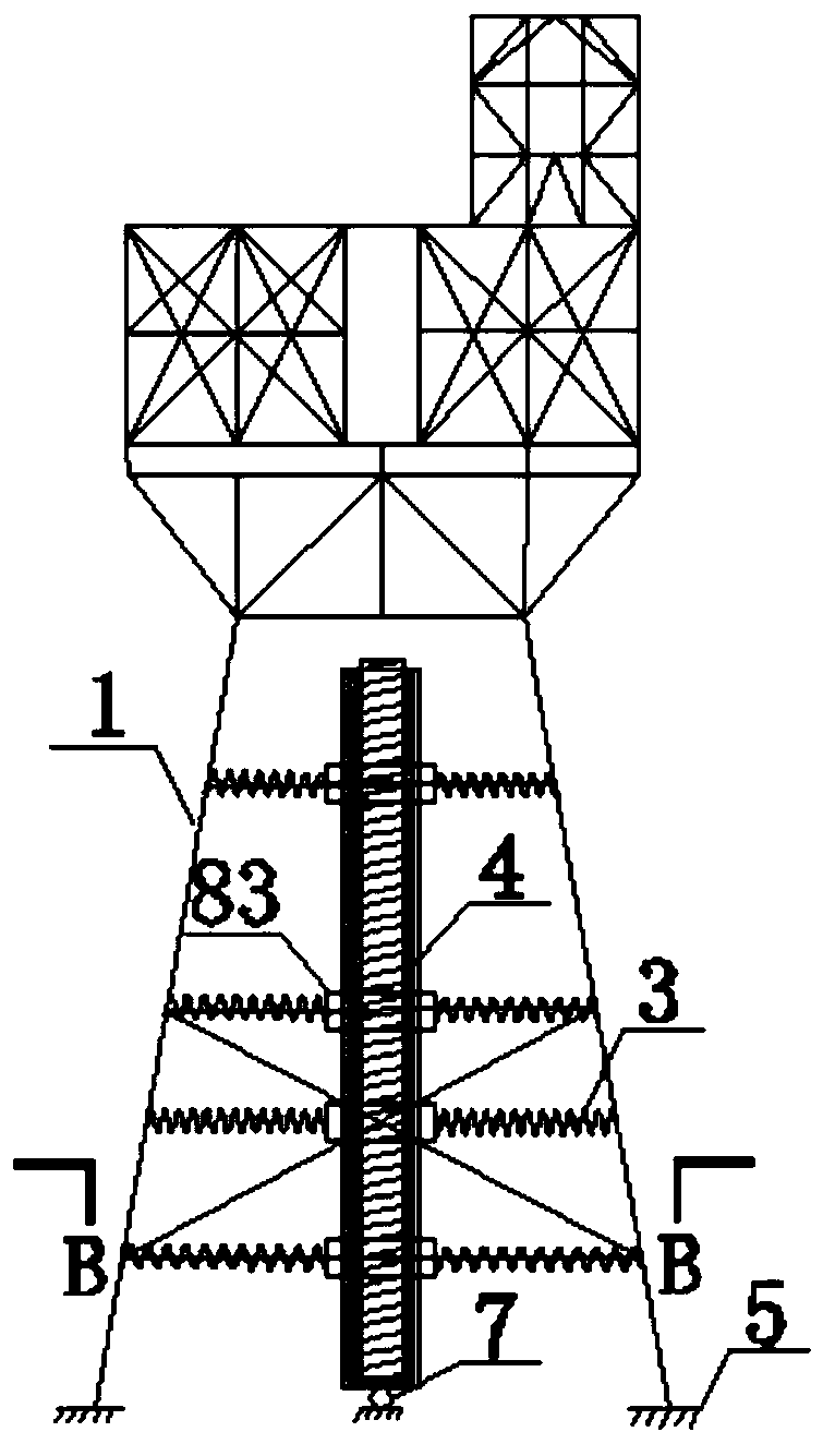 Self-resetting jacket offshore platform structure system based on built-in swing column