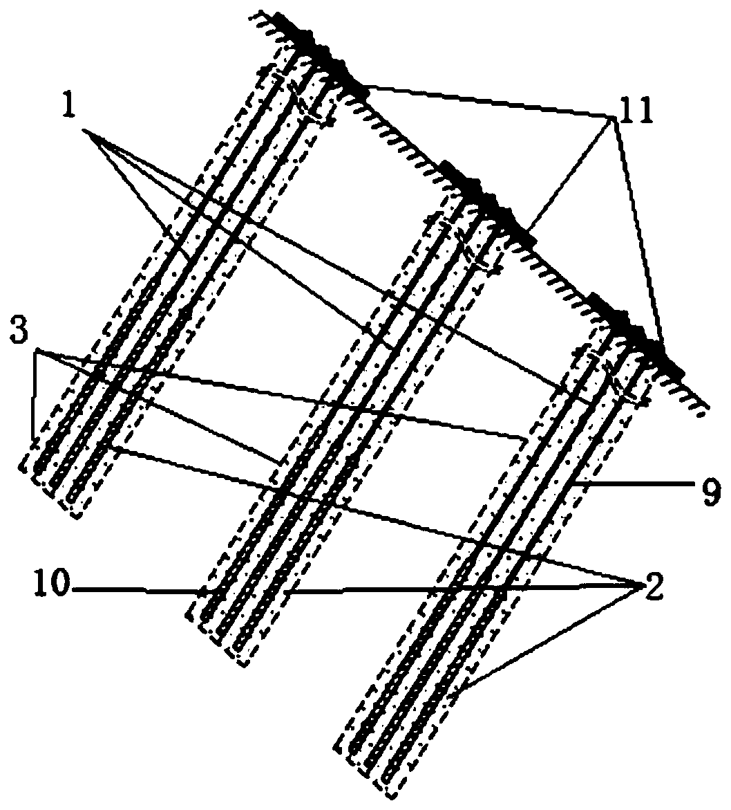 Multi-row ultra-deep oblique composite anchor pile for narrow space