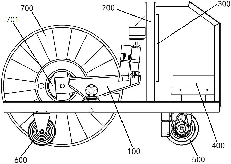 Spool loading and unloading transport vehicle