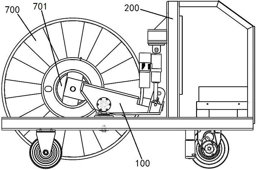 Spool loading and unloading transport vehicle