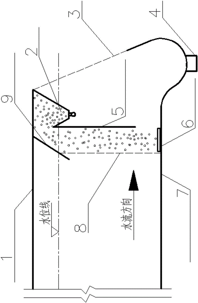 Sewage collecting and discharging process of flowing water breeding tank